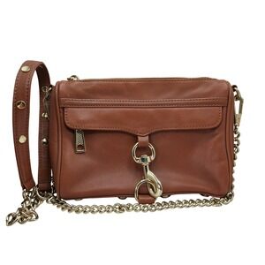Rebecca Minkoff Mini MAC Crossbody Bag Brown Leather Gold Hardware